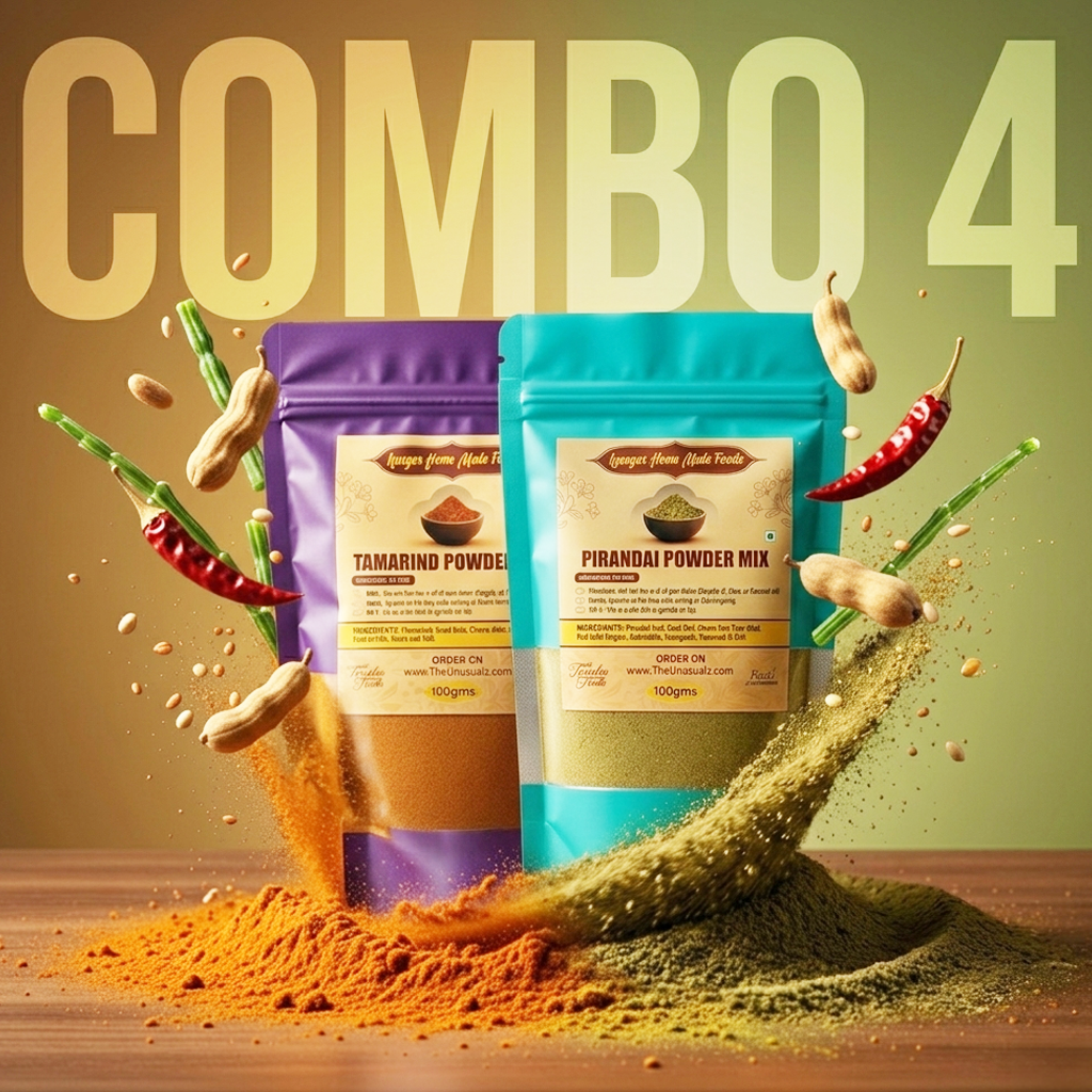 Combo 4 - Home Made - Puliyogare Podi - Rice Mix Tamarind Powder & Pirandai Podi / Rice Mix Pirandai Powder (Iyengar's style)